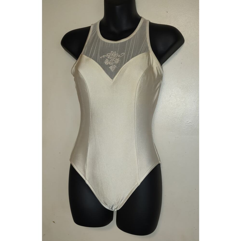 Vintage Jantzen White Swimsuit Womens SMALL Bridal Quiet Luxury Beach Vacation